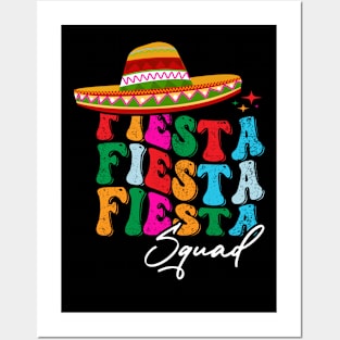 Retro Groovy Cinco de Mayo Fiesta Squad Family Matching Posters and Art